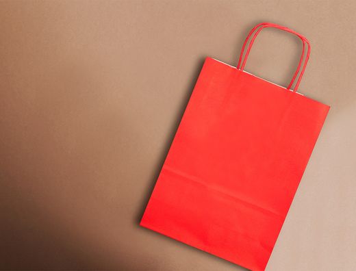 Bolsa papel q-connect celulosa rojo m con asa retorcida 270x370x12 mm