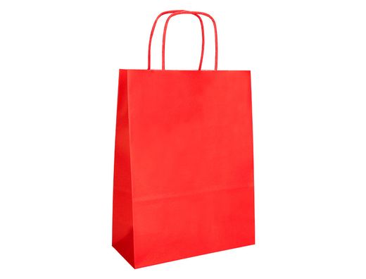 Bolsa papel q-connect celulosa rojo xs con asa retorcida 180x240x80 mm