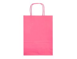 Bolsa papel q-connect celulosa rosa l con asa retorcida 320x400x14 mm