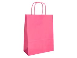 Bolsa papel q-connect celulosa rosa l con asa retorcida 320x400x14 mm