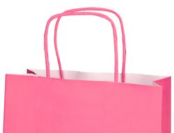 Bolsa papel q-connect celulosa rosa l con asa retorcida 320x400x14 mm