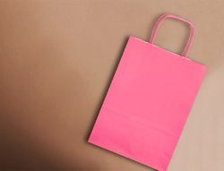 Bolsa papel q-connect celulosa rosa l con asa retorcida 320x400x14 mm
