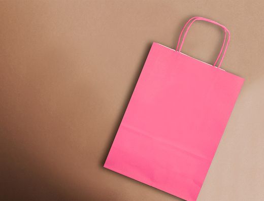 Bolsa papel q-connect celulosa rosa m con asa retorcida 270x370x12 mm
