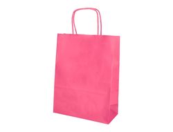 Bolsa papel q-connect celulosa rosa m con asa retorcida 270x370x12 mm