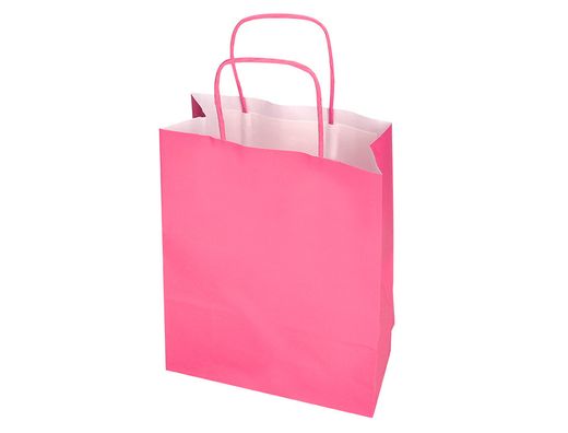 Bolsa papel q-connect celulosa rosa s con asa retorcida 240x320x10 mm
