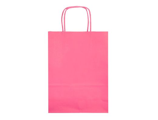 Bolsa papel q-connect celulosa rosa xs con asa retorcida 180x240x80 mm