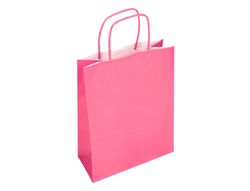 Bolsa papel q-connect celulosa rosa xs con asa retorcida 180x240x80 mm