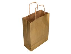 Bolsa papel q-connect kraft oro l con asa retorcida 320x400x14 mm