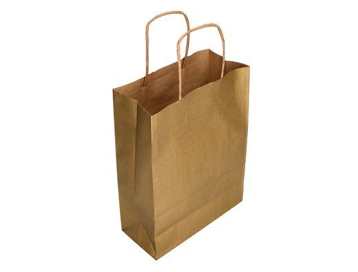 Bolsa papel q-connect kraft oro l con asa retorcida 320x400x14 mm