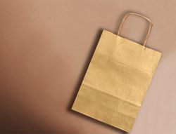 Bolsa papel q-connect kraft oro xs con asa retorcida 180x240x80 mm