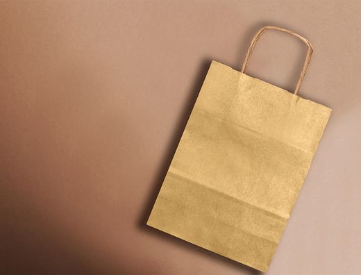 Bolsa papel q-connect kraft oro xs con asa retorcida 180x240x80 mm