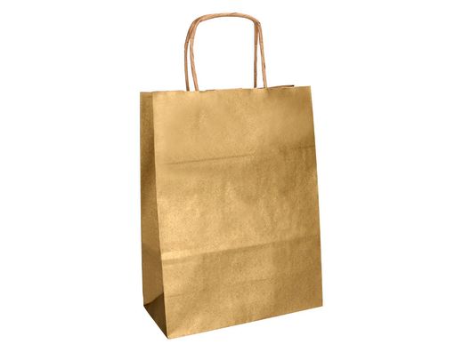Bolsa papel q-connect kraft oro xs con asa retorcida 180x240x80 mm