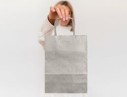 Bolsa papel q-connect kraft plata l con asa retorcida 320x400x14 mm