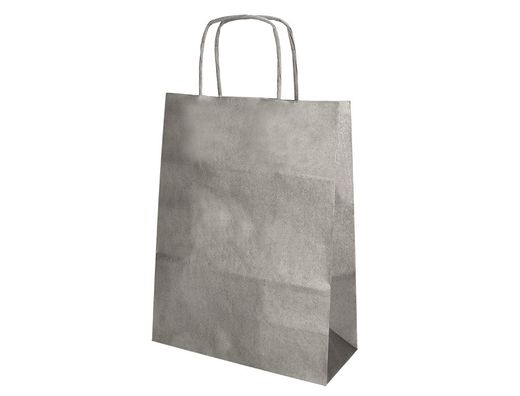 Bolsa papel q-connect kraft plata l con asa retorcida 320x400x14 mm