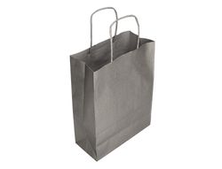 Bolsa papel q-connect kraft plata xs con asa retorcida 180x240x80 mm