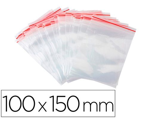 Bolsa plastico autocierre q-connect 100x150 mm paquete de 100 unidades