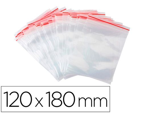 Bolsa plastico autocierre q-connect 120x180 mm paquete de 100 unidades