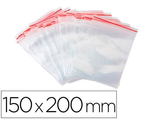 Bolsa plastico autocierre q-connect 150x200 mm paquete de 100 unidades