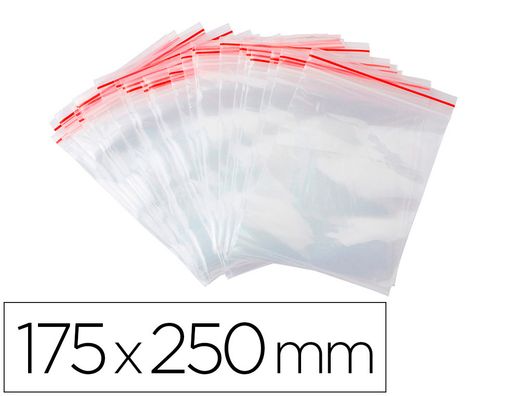 Bolsa plastico autocierre q-connect 175x250 mm paquete de 100 unidades
