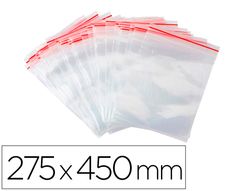 Bolsa plastico autocierre q-connect 275x450 mm paquete de 100 unidades
