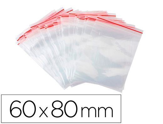 Bolsa plastico autocierre q-connect 60x80 mm paquete de 100 unidades
