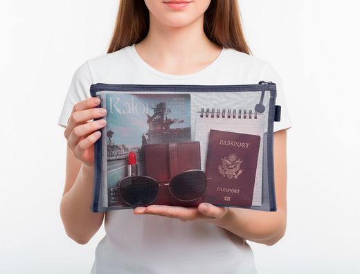 Bolsa zipper bag liderpapel poliester transpirable multiusos din A4 azul marino