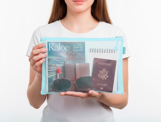 Bolsa zipper bag liderpapel poliester transpirable multiusos din A4 azul pastel