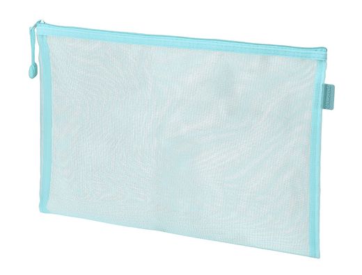 Bolsa zipper bag liderpapel poliester transpirable multiusos din A4 azul pastel