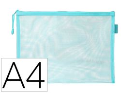 Bolsa zipper bag liderpapel poliester transpirable multiusos din A4 azul pastel