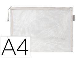 Bolsa zipper bag liderpapel poliester transpirable multiusos din A4 blanco