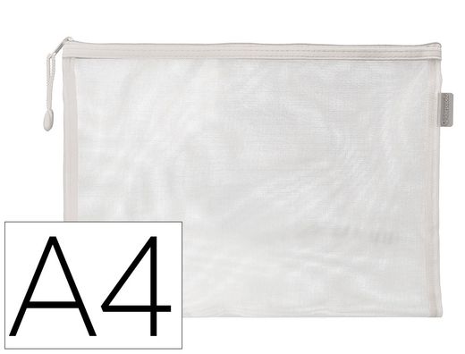 Bolsa zipper bag liderpapel poliester transpirable multiusos din A4 blanco
