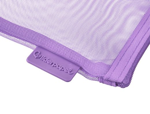 Bolsa zipper bag liderpapel poliester transpirable multiusos din A4 morado pastel
