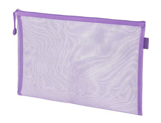 Bolsa zipper bag liderpapel poliester transpirable multiusos din A4 morado pastel