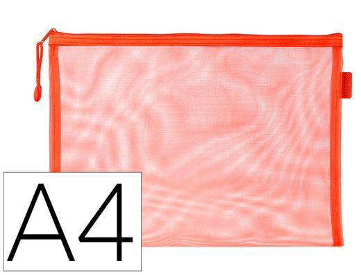 Bolsa zipper bag liderpapel poliester transpirable multiusos din A4 naranja