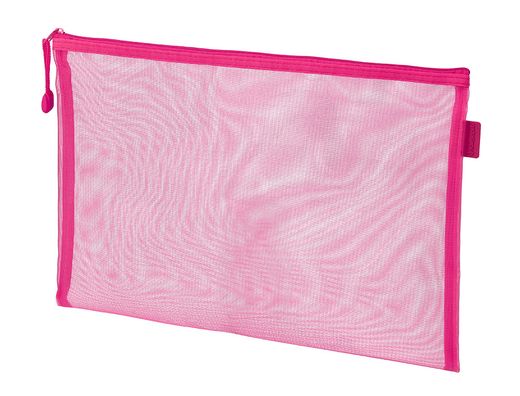Bolsa zipper bag liderpapel poliester transpirable multiusos din A4 rosa