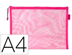 Bolsa zipper bag liderpapel poliester transpirable multiusos din A4 rosa