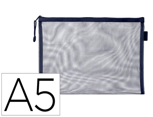 Bolsa zipper bag liderpapel poliester transpirable multiusos din A5 azul marino