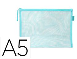 Bolsa zipper bag liderpapel poliester transpirable multiusos din A5 azul pastel
