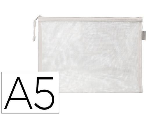 Bolsa zipper bag liderpapel poliester transpirable multiusos din A5 blanco