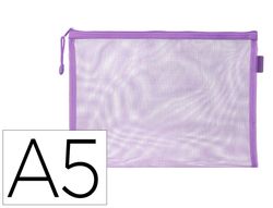Bolsa zipper bag liderpapel poliester transpirable multiusos din A5 morado pastel