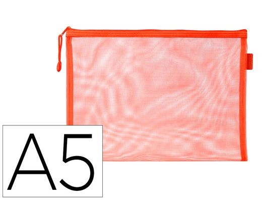 Bolsa zipper bag liderpapel poliester transpirable multiusos din A5 naranja