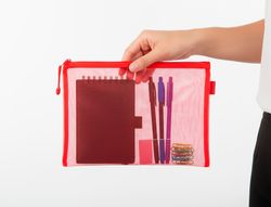 Bolsa zipper bag liderpapel poliester transpirable multiusos din A5 rojo