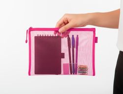 Bolsa zipper bag liderpapel poliester transpirable multiusos din A5 rosa