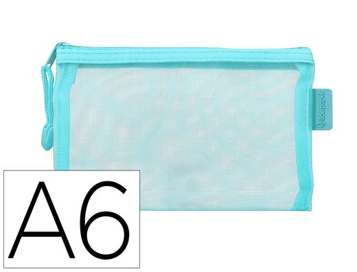 Bolsa zipper bag liderpapel poliester transpirable multiusos din a6 azul pastel