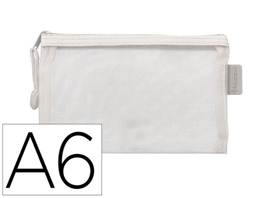 Bolsa zipper bag liderpapel poliester transpirable multiusos din a6 blanco