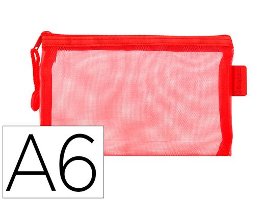 Bolsa zipper bag liderpapel poliester transpirable multiusos din a6 rojo