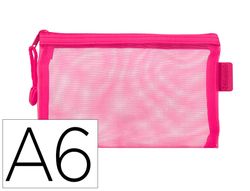 Bolsa zipper bag liderpapel poliester transpirable multiusos din a6 rosa