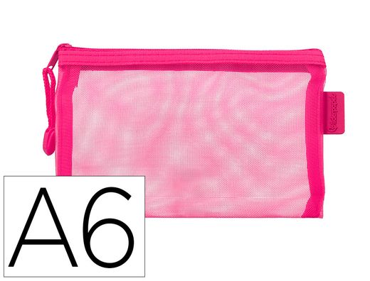Bolsa zipper bag liderpapel poliester transpirable multiusos din a6 rosa