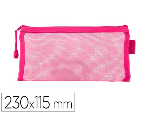 Bolsa zipper bag liderpapel poliester transpirable multiusos ticket 230x115 mm rosa