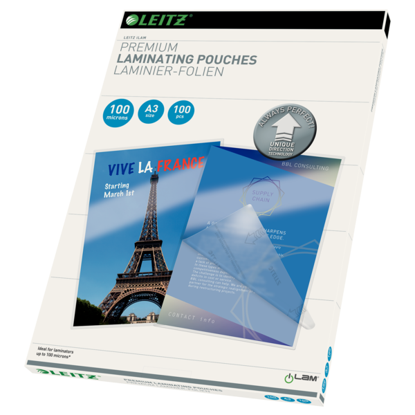 Bolsas plastificación Leitz DIN A3 (caja 100) 100 micras